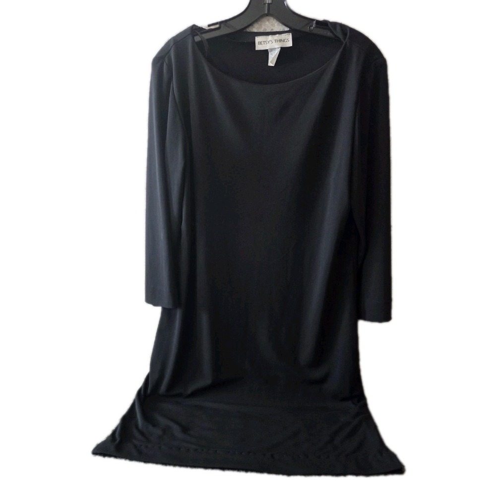Betsy's Things Black Shift Dress‎ Women's 14 USA Made Minimalist 90s
